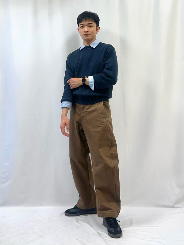 ヘビーコットンバレルレッグパンツ+Eのコーディネート・着用イメージ