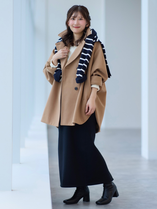コージーメルトンケープコートZ+E（レディース）の着用コーディネート