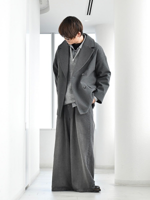 GU ジーユー　コージーメルトンケープコート グレーM GU公式 | コージーメルトンケープコートZ+E