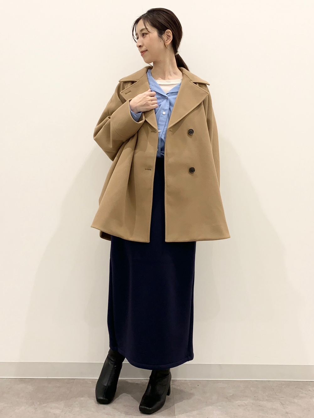コージーメルトンケープコートZ+E」の着用コーディネート| ジーユー