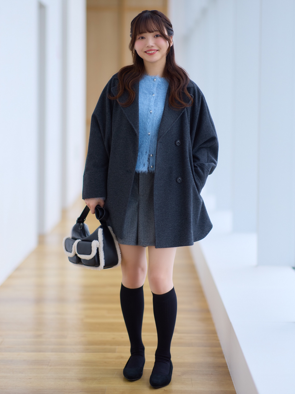 コージーメルトンケープコートZ+E」の着用コーディネート| ジーユー