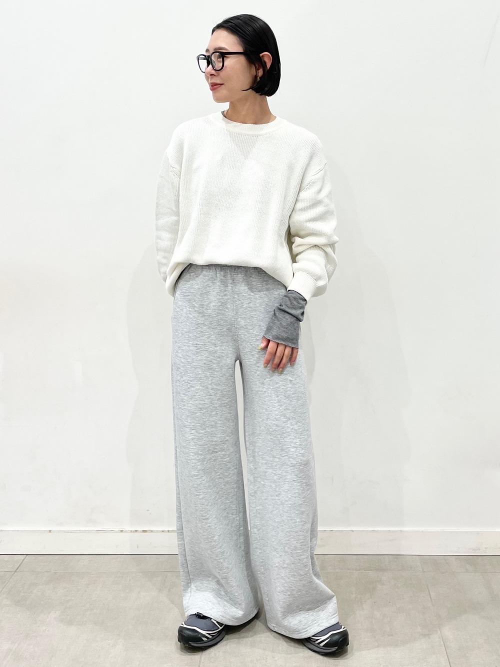 ソフトシアークルーネックT(長袖)、ワイドテーパードアンクルパンツZ