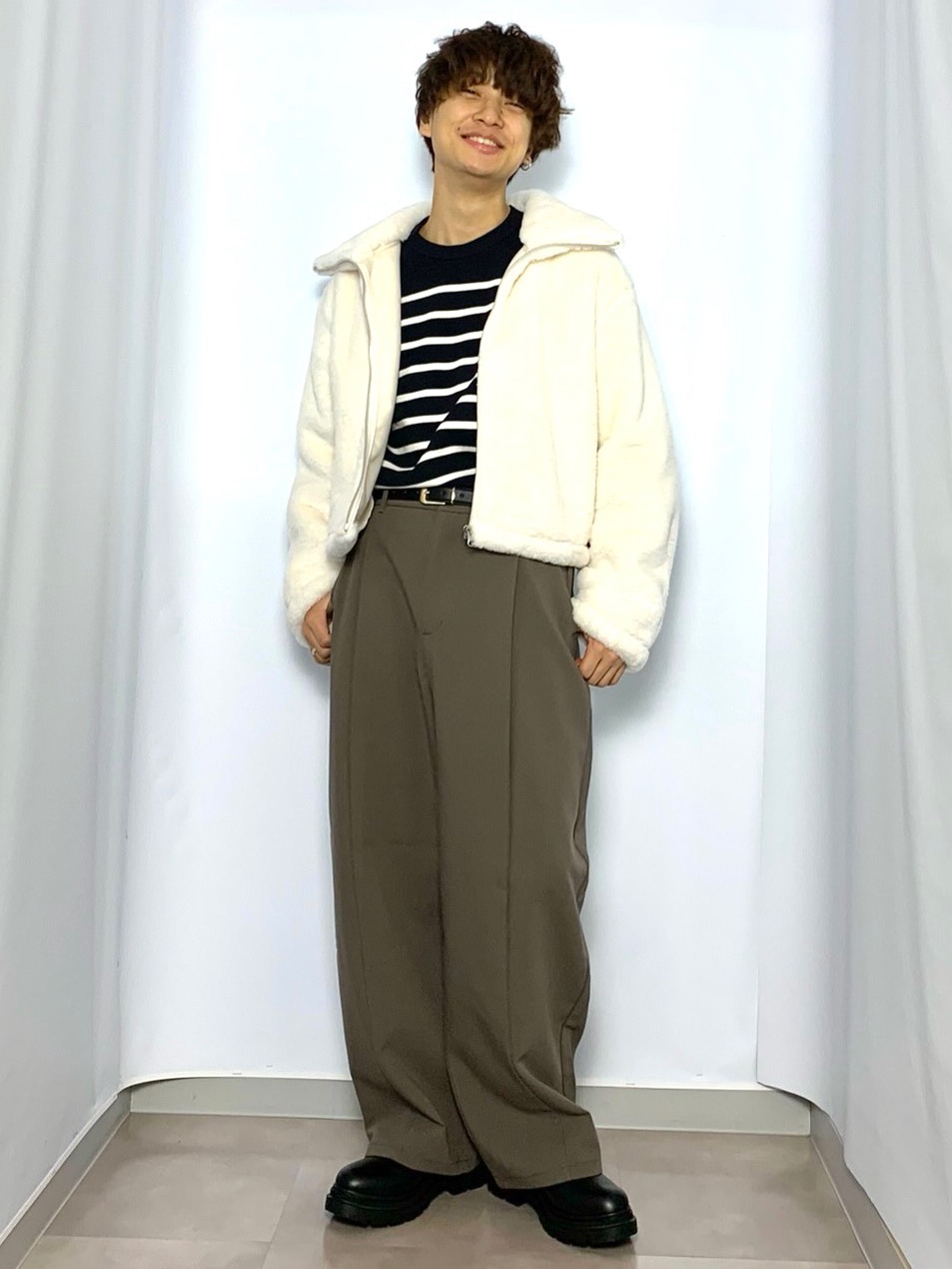 ソフトコットンタートルネックT(長袖)、テクスチャーオープンカラー