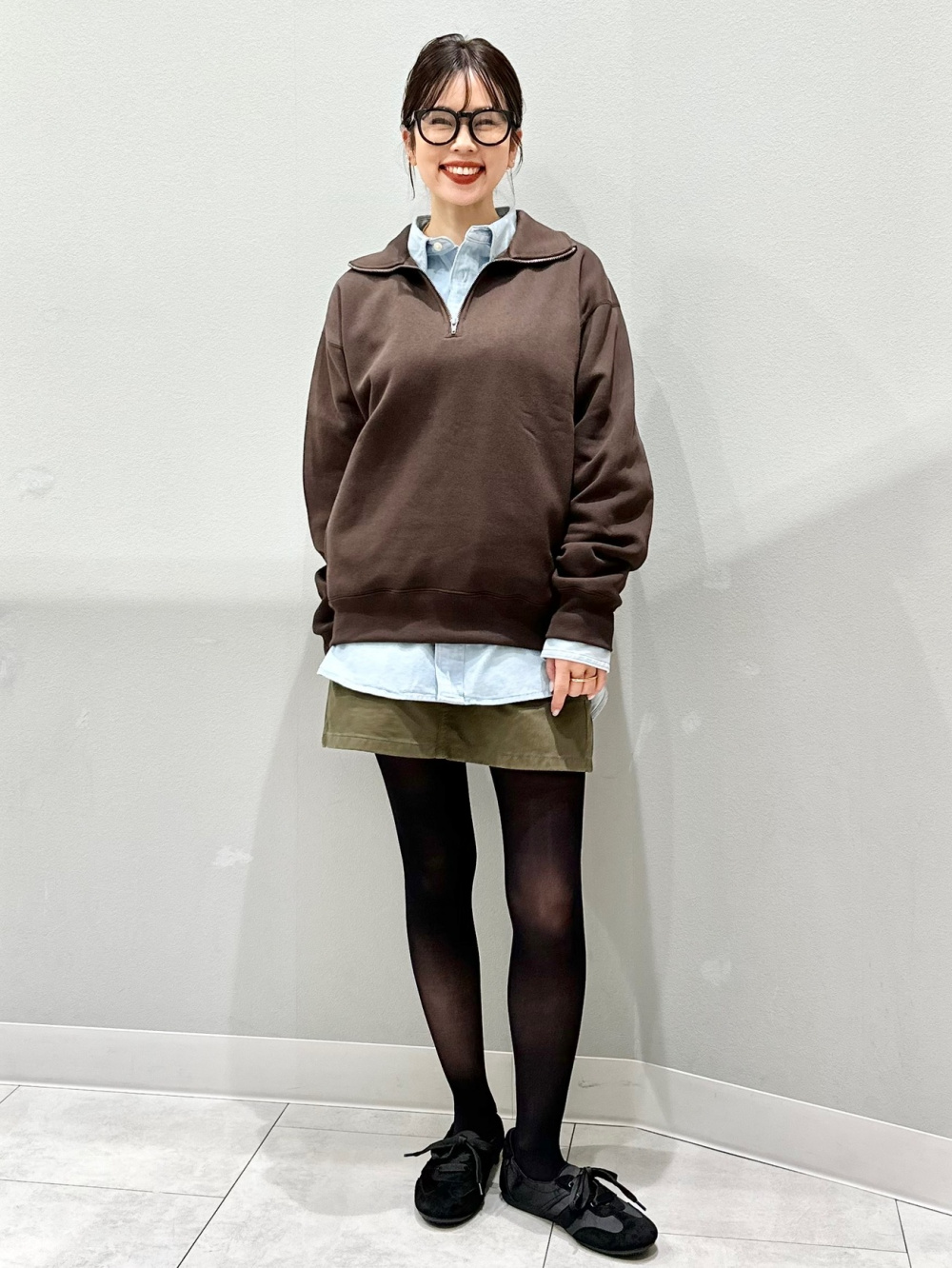 Gathered Ballet Sneakers、Tweedy Knitted Striped Cardigan」| GU的
