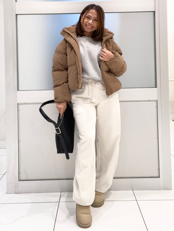 ウォームパデッドコーデュロイブルゾン（レディース）の着用