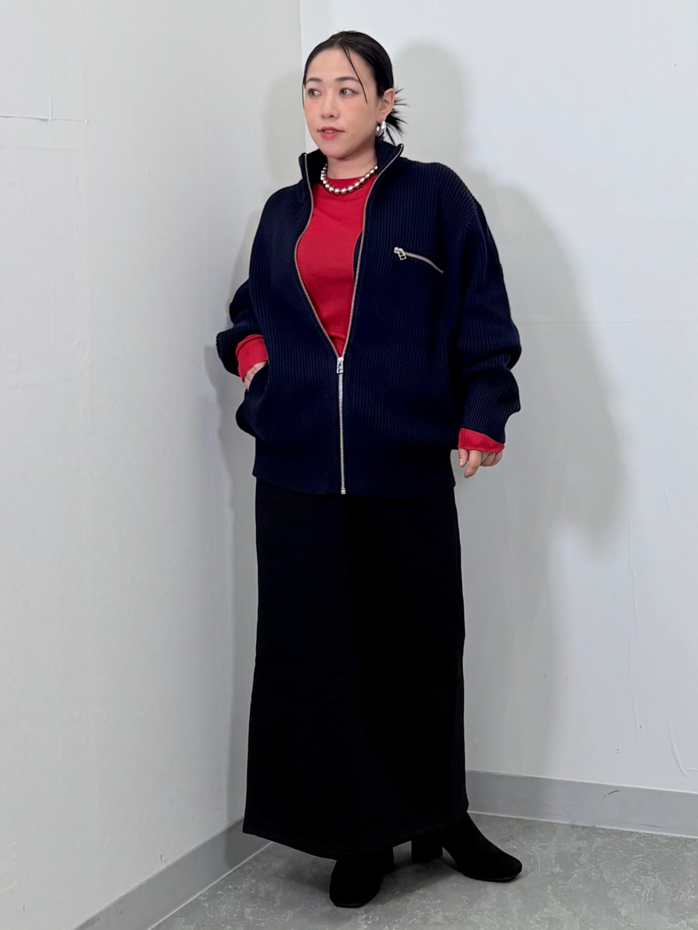 アゼフルジップニットジャケット」の着用コーディネート| ジーユー