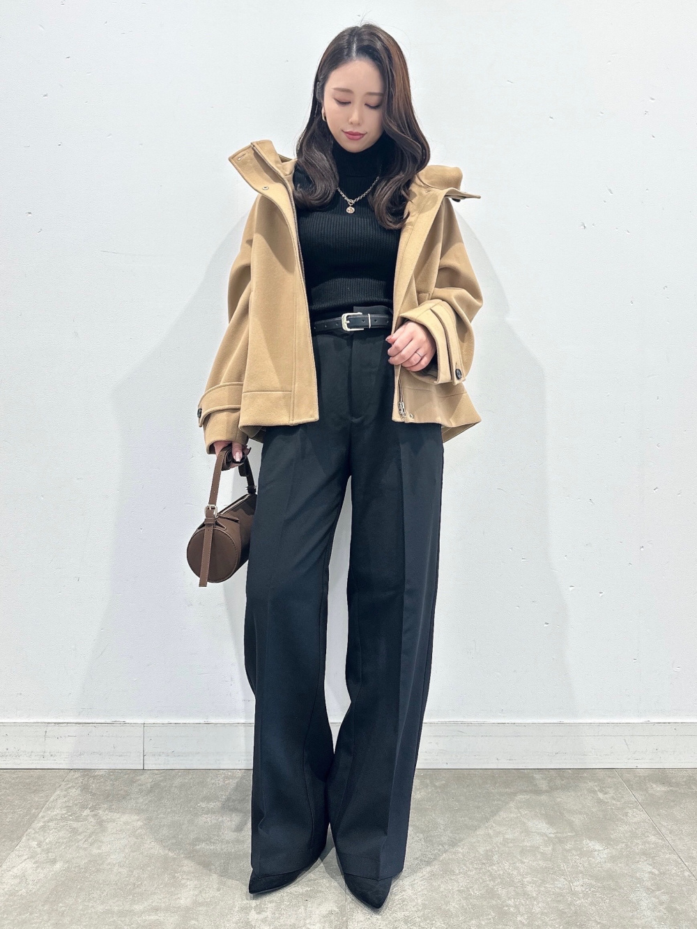 トップス user_06b4ee6e Ribbed Knitted Button Sleeve Pullover/Z、Pleated Wide Checked