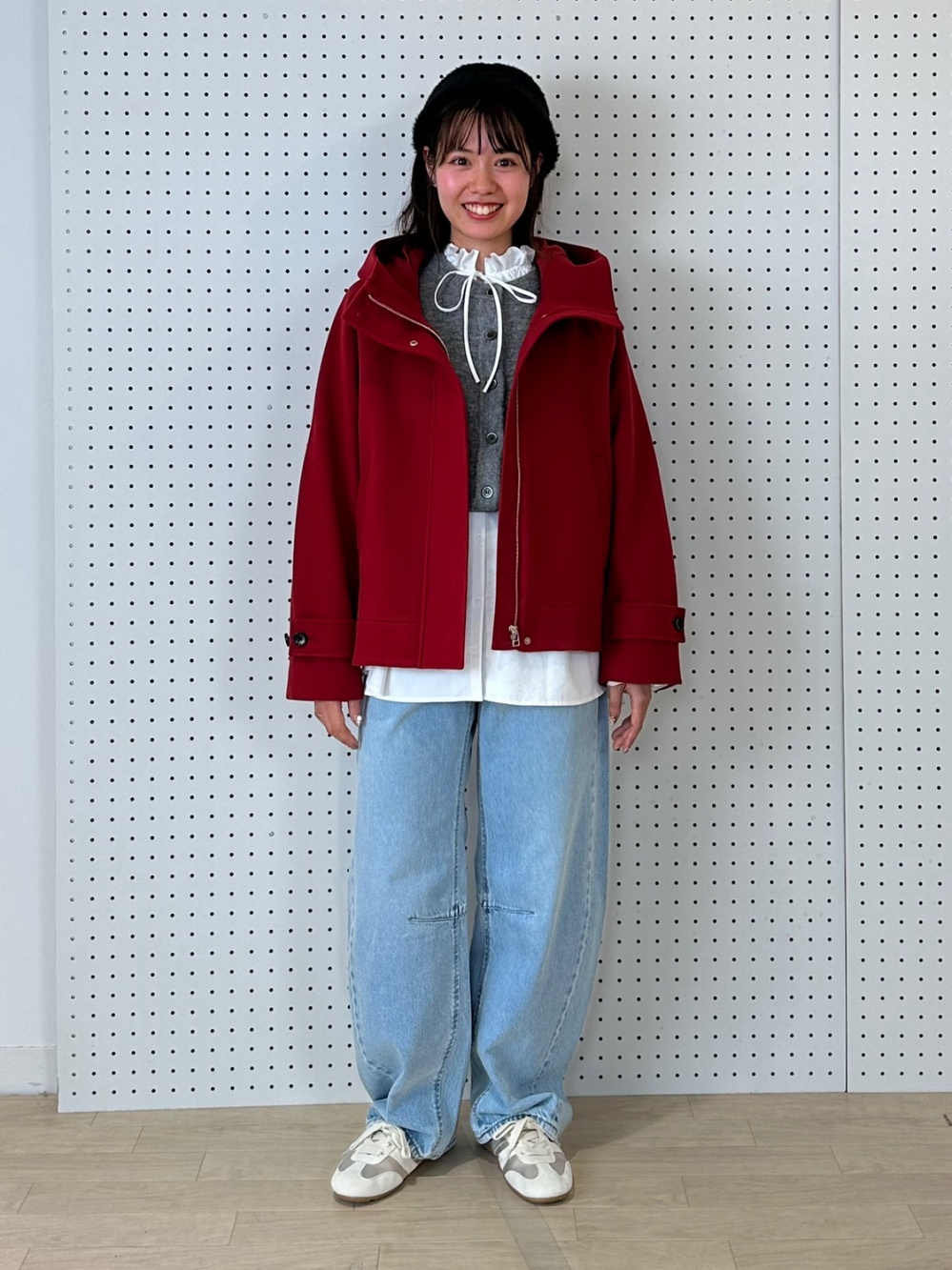 Feather Yarn Knitted Cap、Shiny Crew Neck Cardigan/Z」| GU的穿搭理念