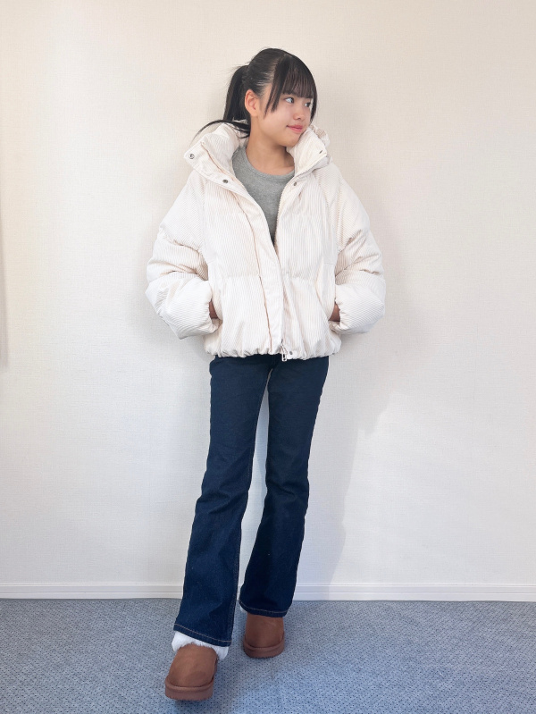 ウォームパデッドコーデュロイブルゾン（レディース）の着用