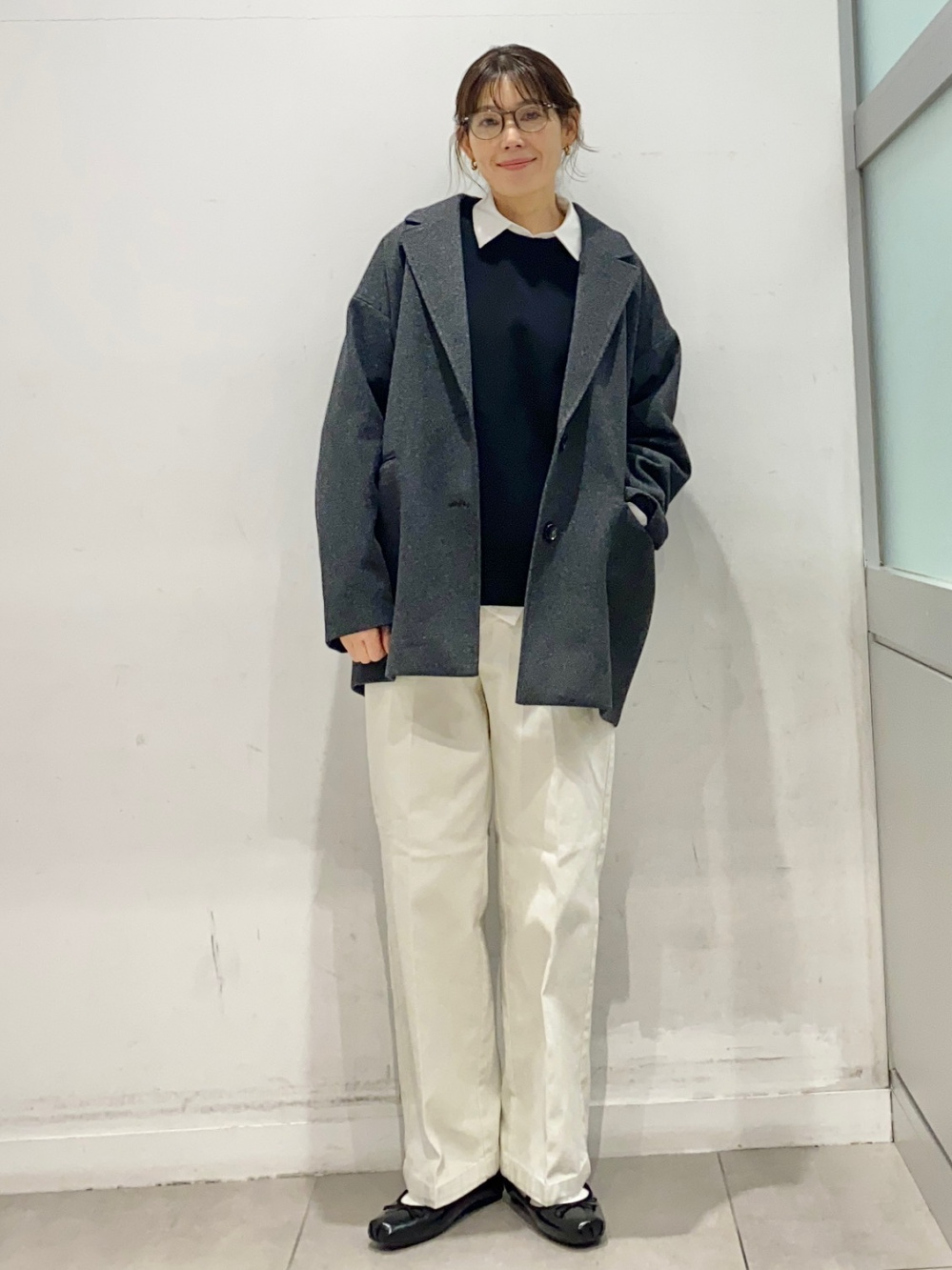 ジーユー　GU コージーメルトンハーフコート　ダークグレー　M Women's COZY MELTON Half Coat | GU US