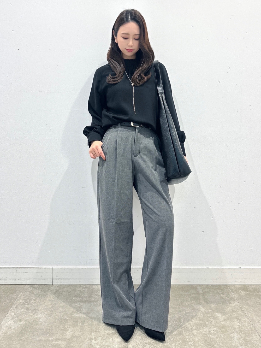 スタンドカラーブラウスZ、ワイドテーパードアンクルパンツZ