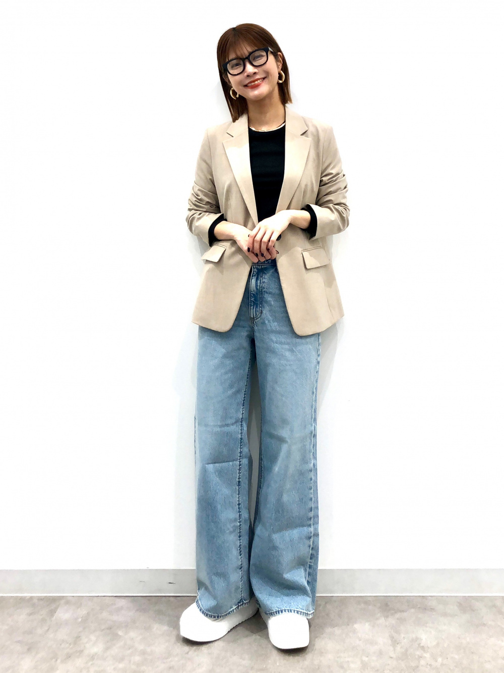 残念かいぎゅう Puff Knit Crew Neck Cardigan、Brushed Wide Tapered Pants/Q」| GU的