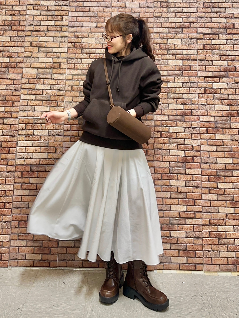 Circular Midi Skirt、2 Piece Ribbed Knitted Polo Shirt/S by rokh