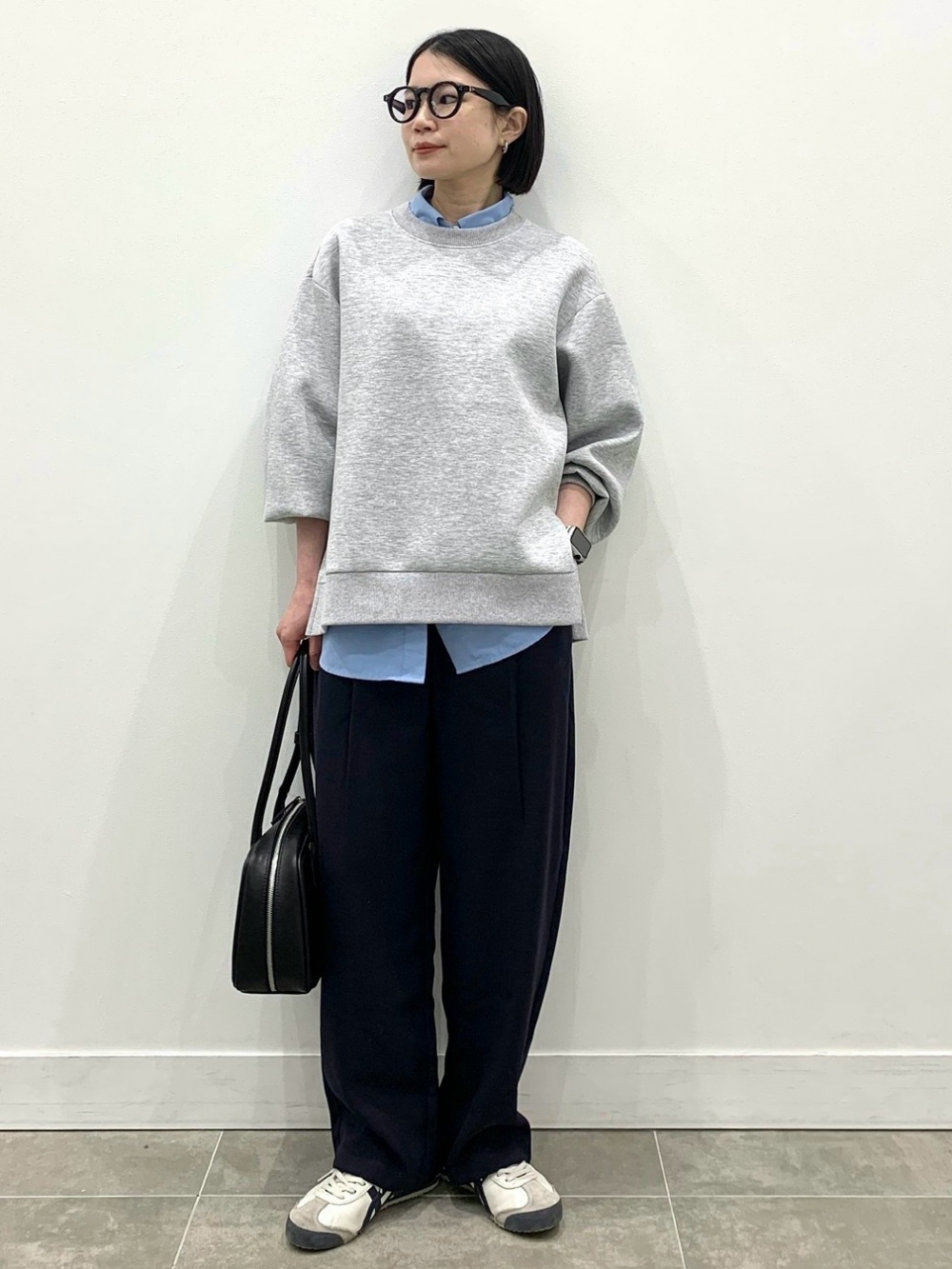 スタンドカラーブラウスZ、ワイドテーパードアンクルパンツZ