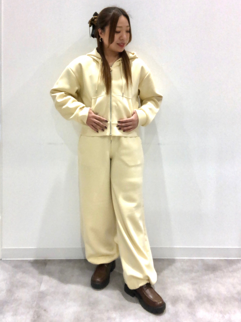 GU パフスウェットフルジップパーカー　パフスウェットバギーパンツ（丈標準） パフスウェットバギーパンツ(丈標準68.0～72.0cm)、パフスウェット