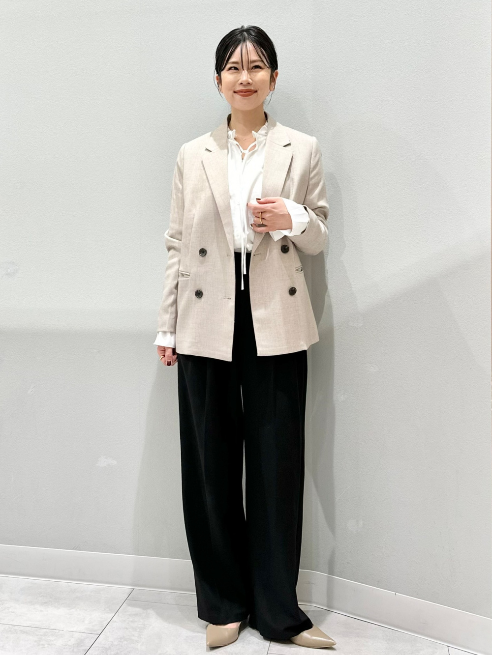 ダブルブレストジャケットZ、ワッフルT(長袖)+E」の着用コーディネート