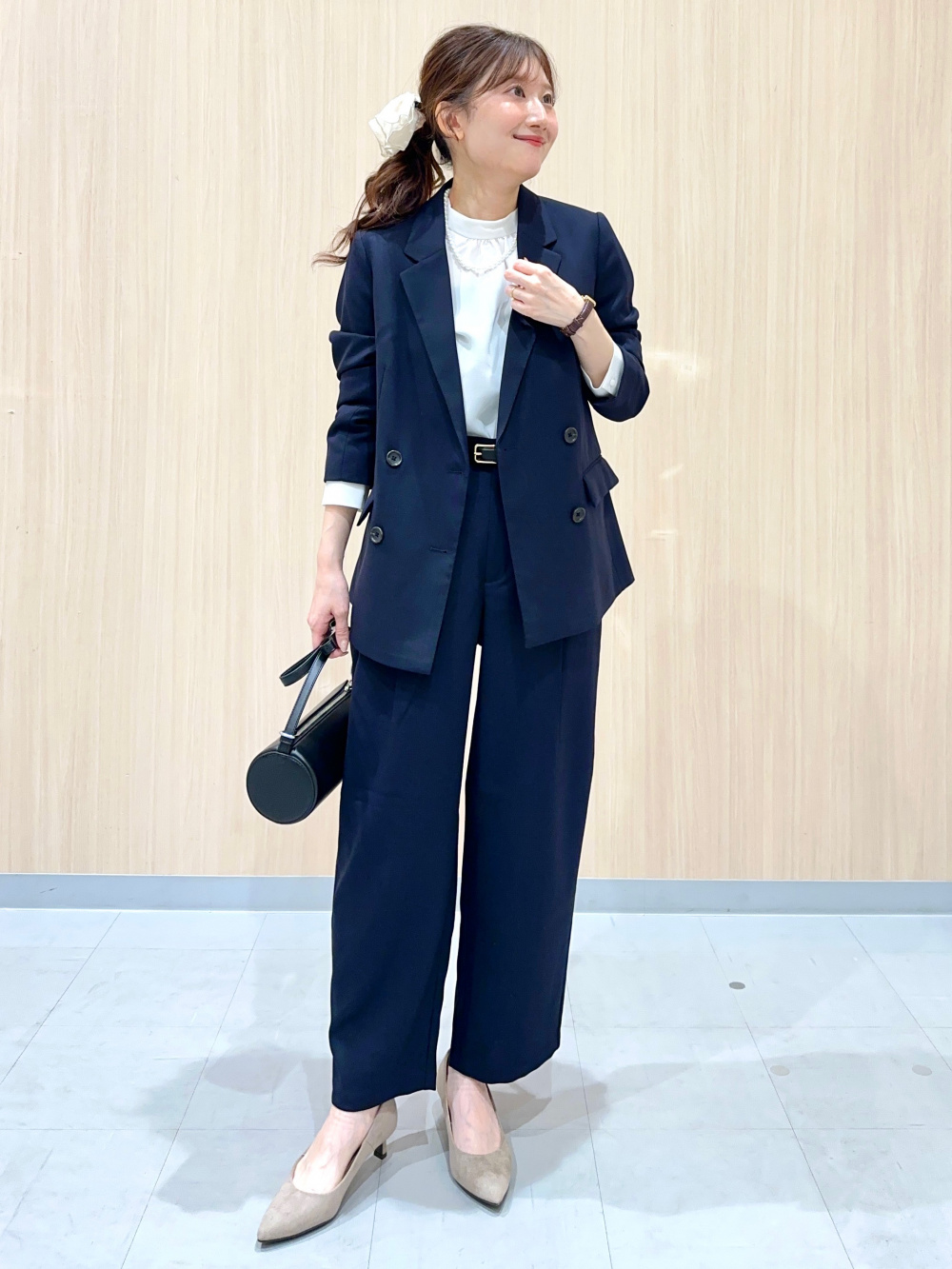 スタンドカラーブラウスZ、ワイドテーパードアンクルパンツZ