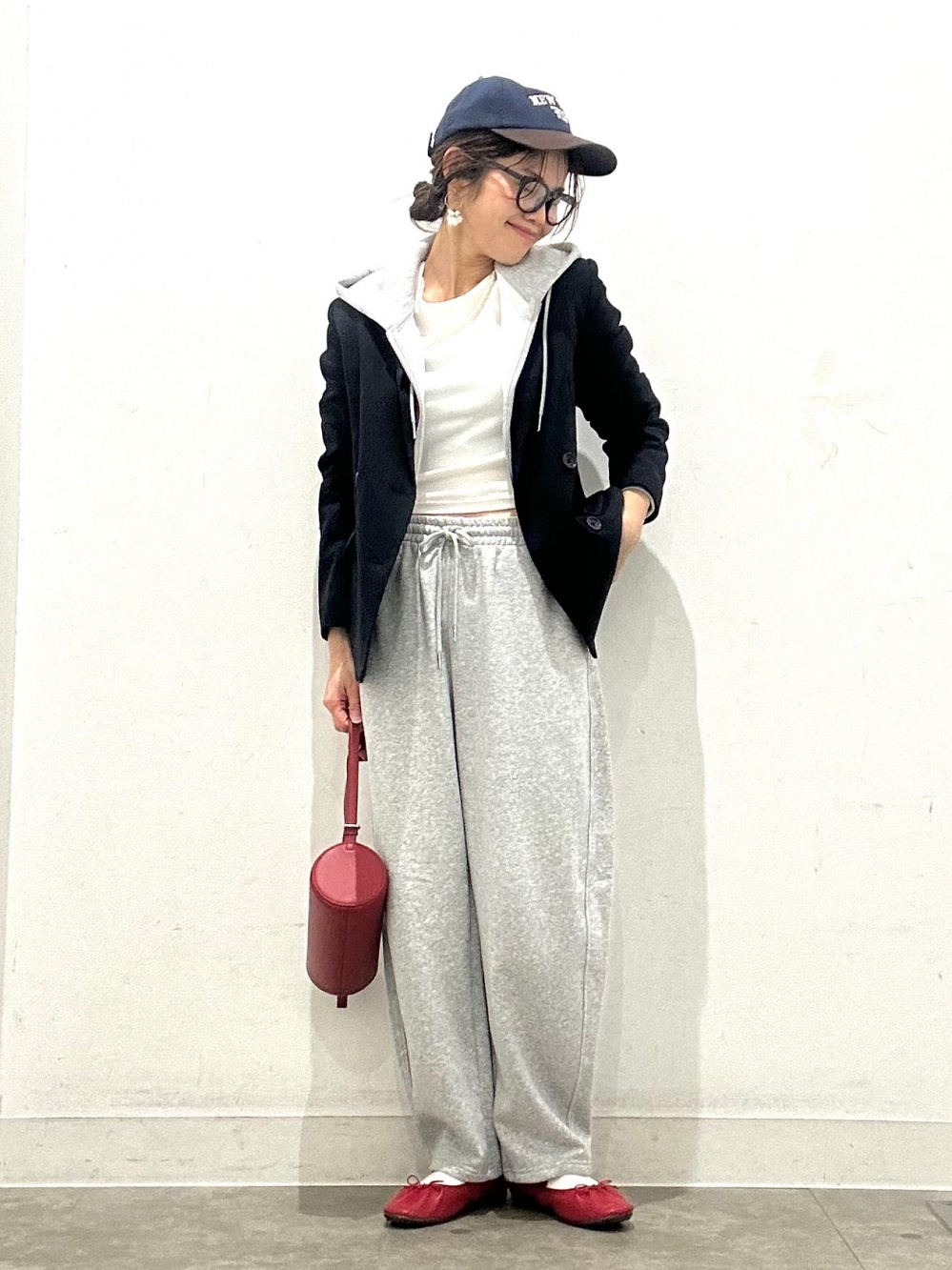 ソフトシアークルーネックT(長袖)、デニムオーバーサイズシャツ」の