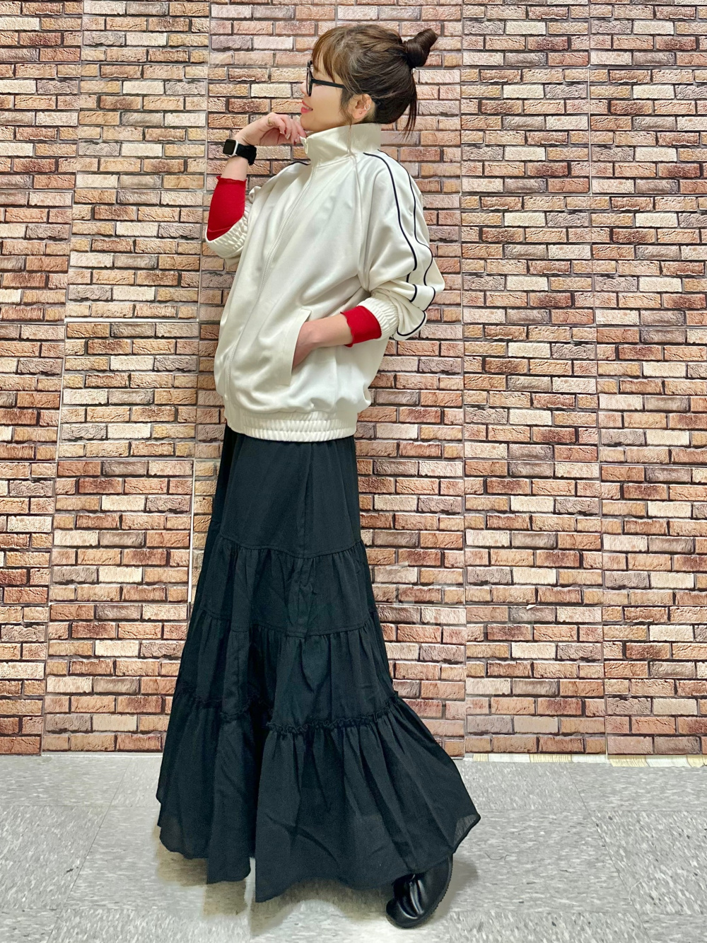GU リブポロセーター 2着 ペプラム風の裾が可愛い！【GU×rokh】リブポロセーターはきちんと感も