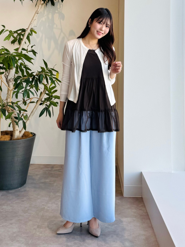 Draped Wide Pants、Sheer Dolman Sleeve Shirt」的穿搭靈感｜GU