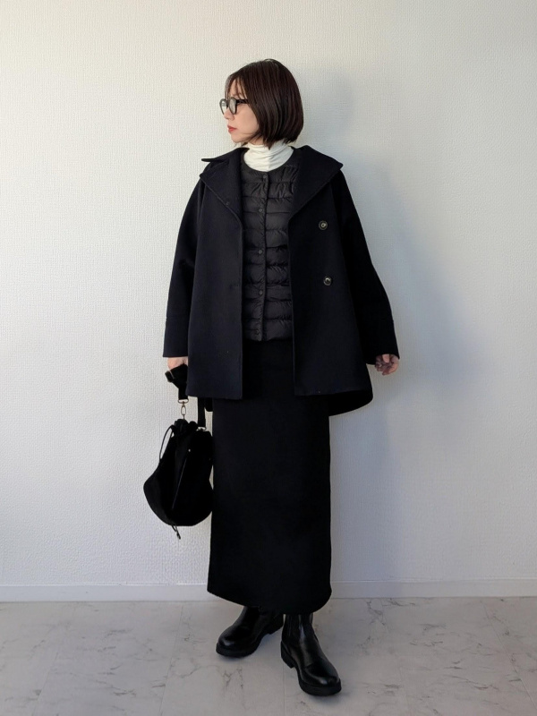 コージーメルトンケープコートZ+E（レディース）の着用コーディネート