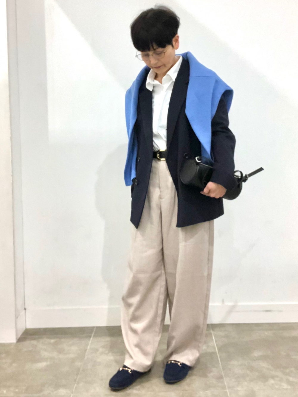 ダブルブレストジャケットZ、スウェットライクニットドルマンスリーブ