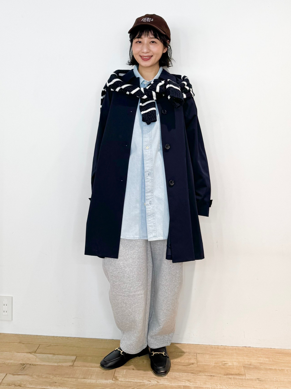 バルマカーンAラインハーフコートLサイズ　【NAVY 】 GUで見つけた神シルエットのハーフコートは着るだけでスタイルアップ