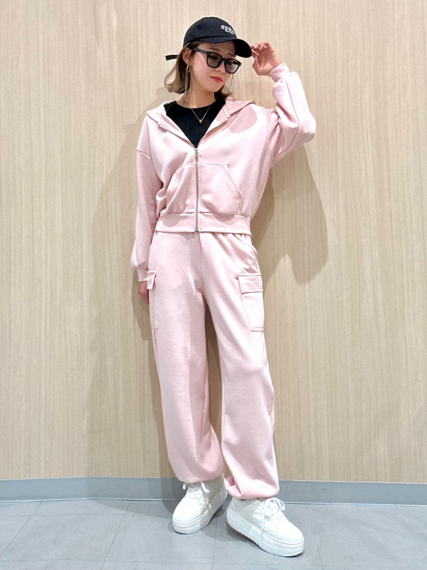 GIRLSパフスウェットフルジップパーカJR、リブクロップドT(長袖)の