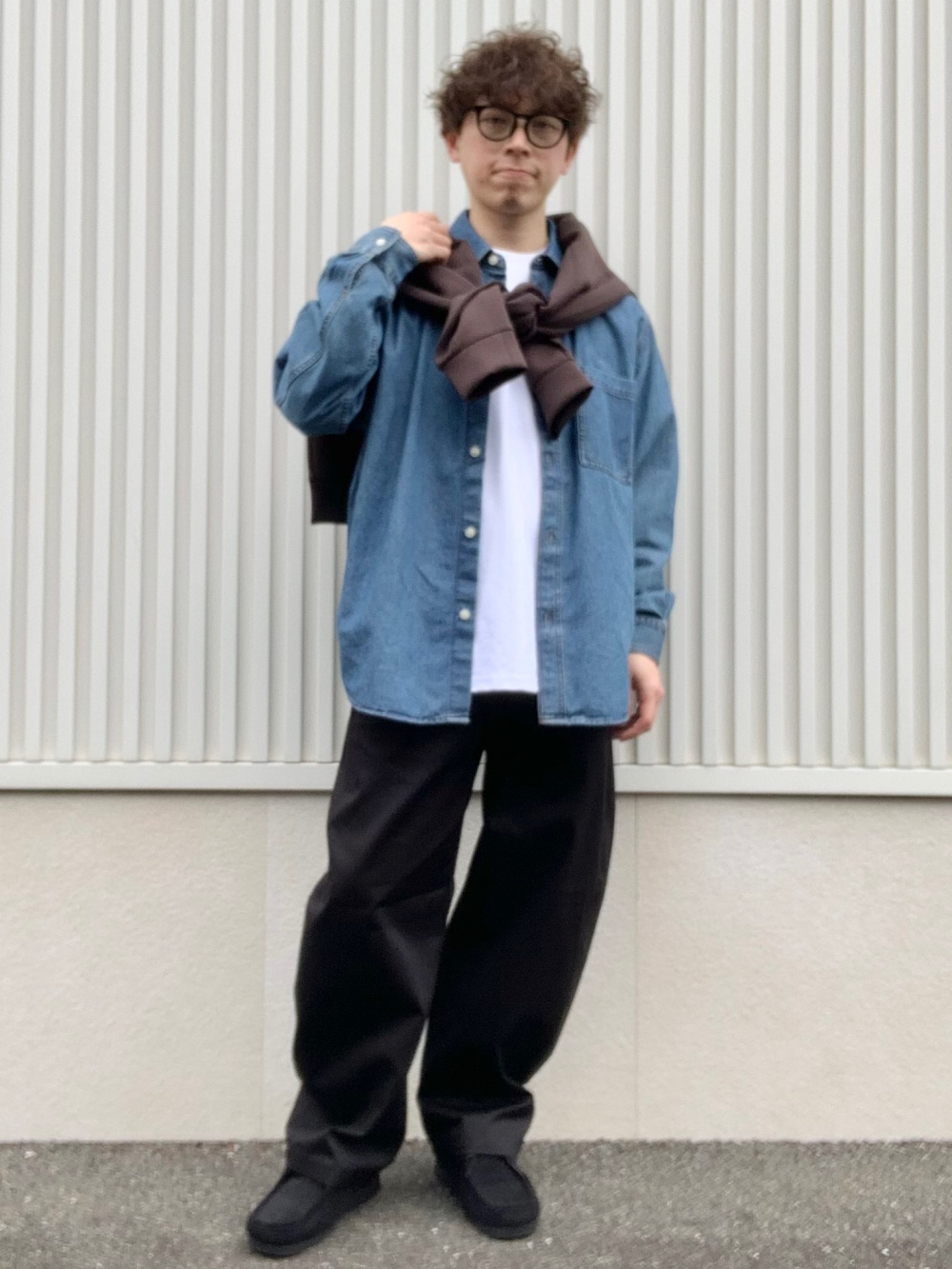 ケーブルショールカラーカーディガン ENGINEERED GARMENTS、デニム