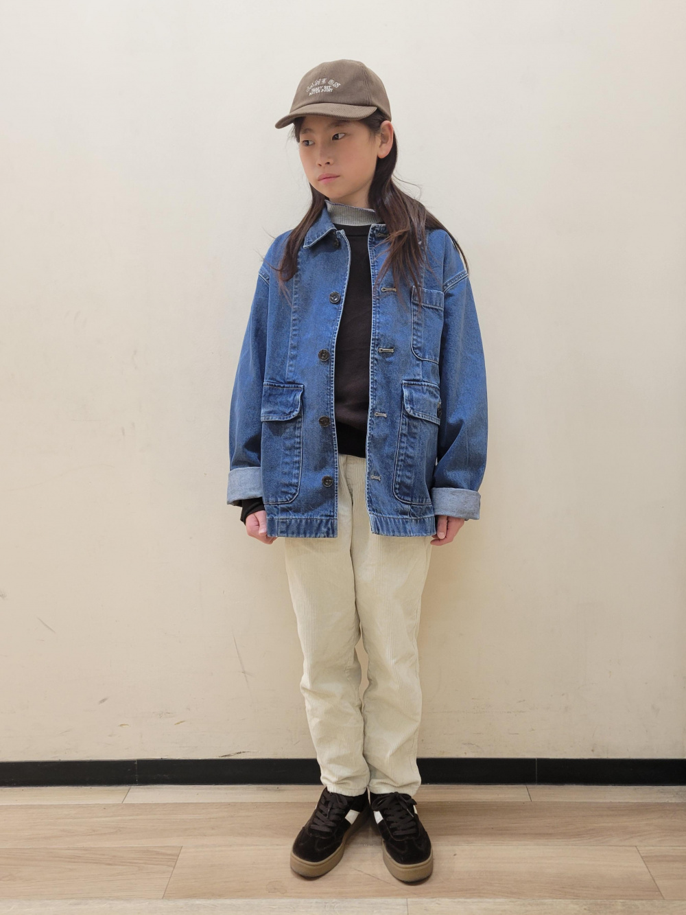 デニムワークジャケット、KIDS(男女兼用)コーデュロイキャロットパンツ 
