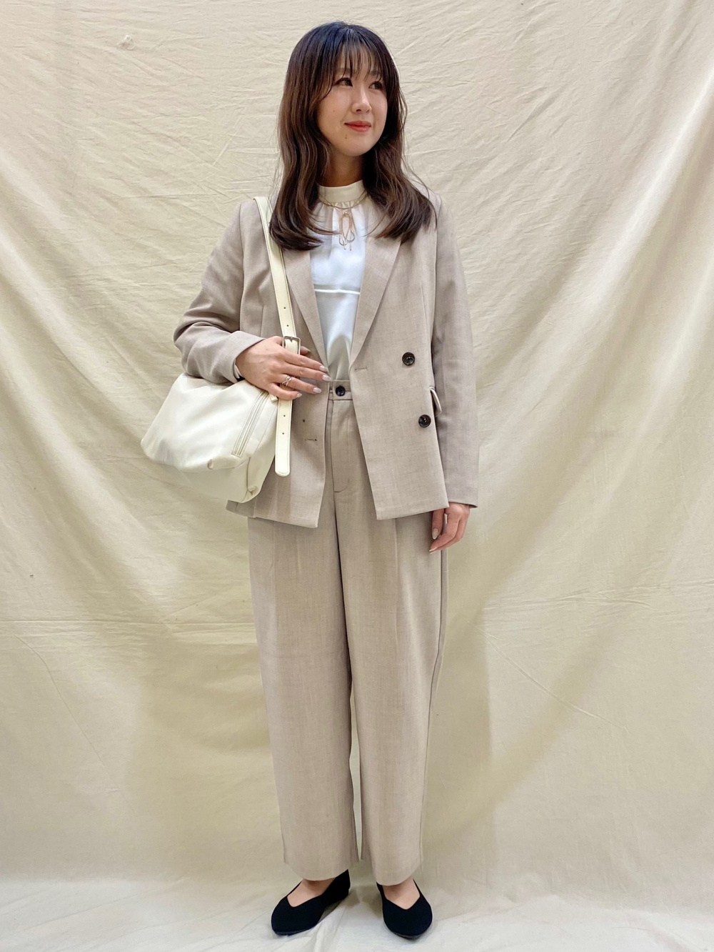 GU ジーユー ダブルブレストジャケット　リラックスフィットバンドカラーシャツ ダブルブレストジャケットZ(セットアップ可能)、スタンドカラー