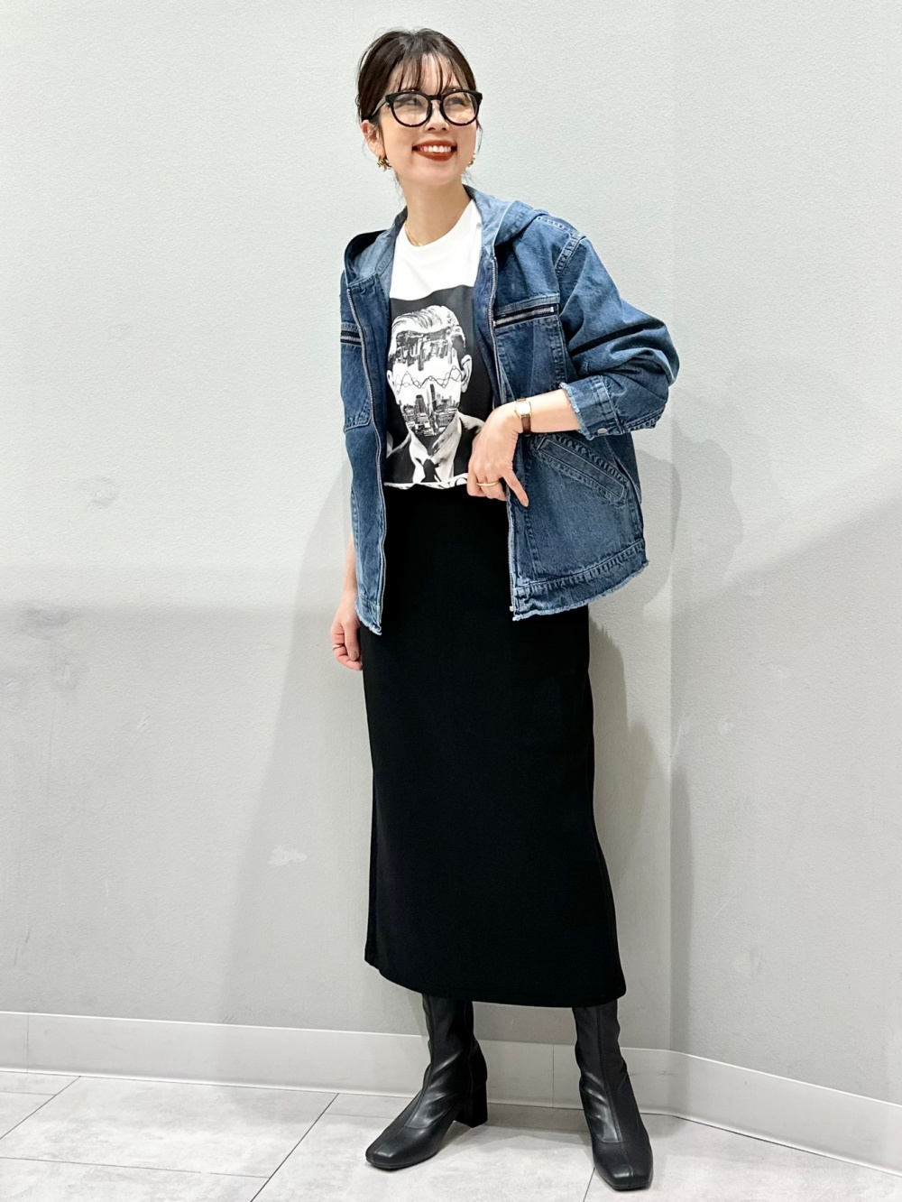 【新品未使用】GU×UNDERCOVER デニムジップアップパーカ　3XL 黒 GU公式 | デニムジップアップパーカ UNDERCOVER(ユニセックス)