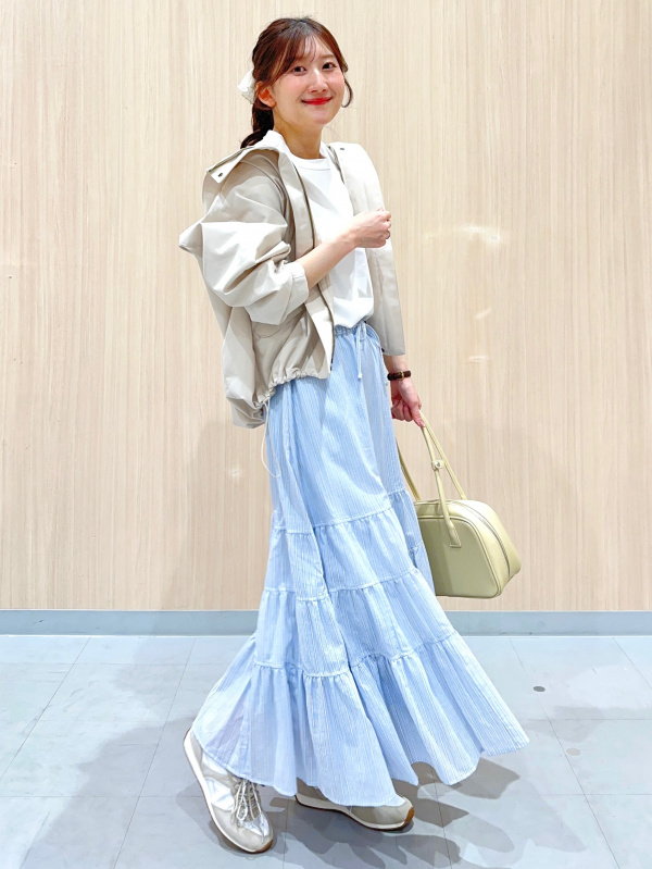 Protection Twill Cap/Logo、Tiered Flared Skirt」的穿搭靈感｜GU