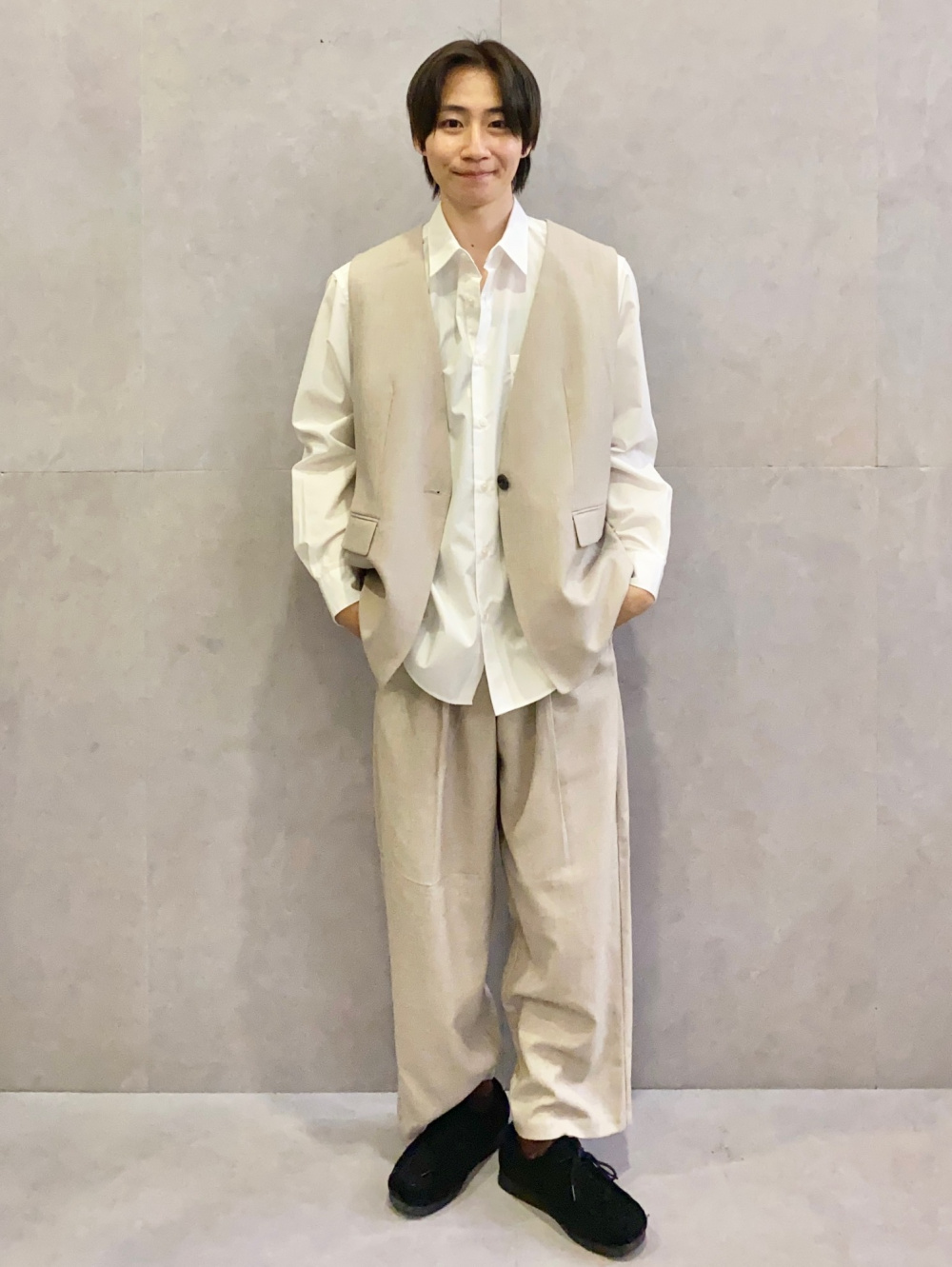 【WHITE】ダブルブレストジャケット ワイドパンツ セットアップ ダブルブレストジャケットZ(セットアップ可能)、ライトスウェット