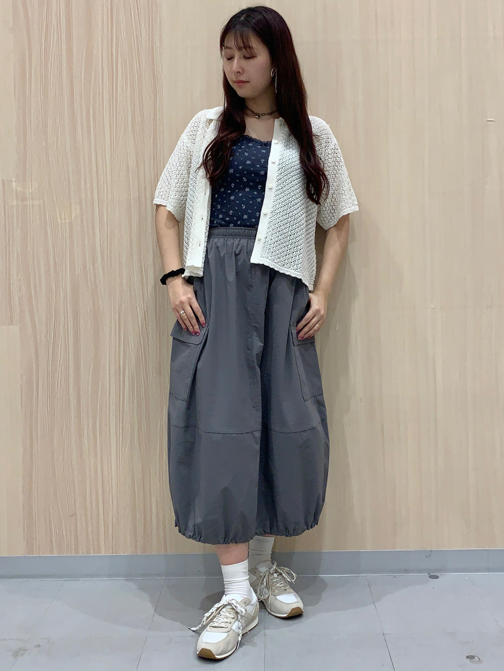 小物 GU Cotton Blend Camisole/Dry/Flower、Lacy Stitch Knitted Shirt