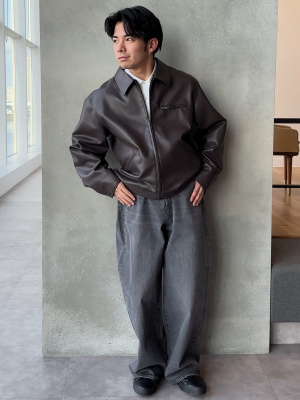 Men's Faux Leather Work Jacket | GU US