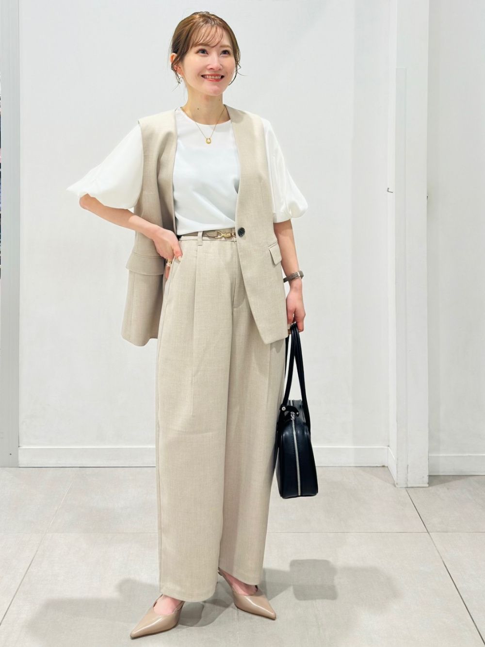Wide Tapered Ankle Pants/Z、Washable Knitted Polo Shirt/Halfslv