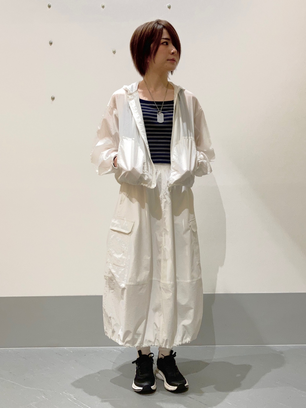 UVカットシアーパーカ、ブラフィールクロップドスクエアネックタンク