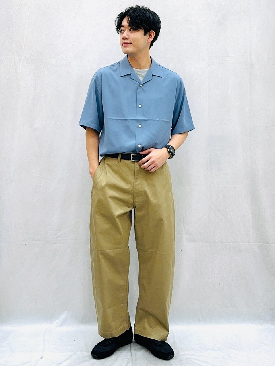 Dry Open Collar Shirt/HalfSlv、Cotton Crew Neck T-Shirt」| GU的穿