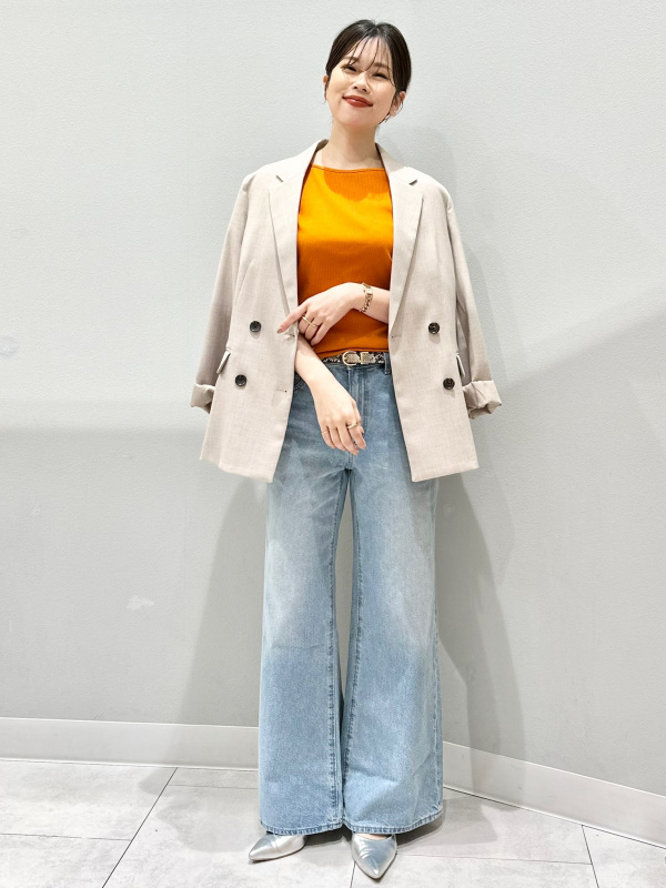 Ribbed Boat Neck T-Shirt、Satin Relaxed Pants」的穿搭靈感｜GU