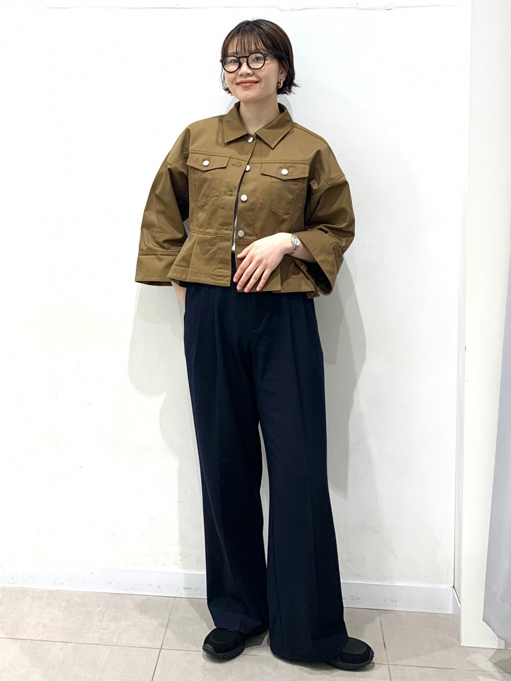 ペプラムブルゾン by rokh、タックワイドパンツ+EC(丈長め80.0cm)」の
