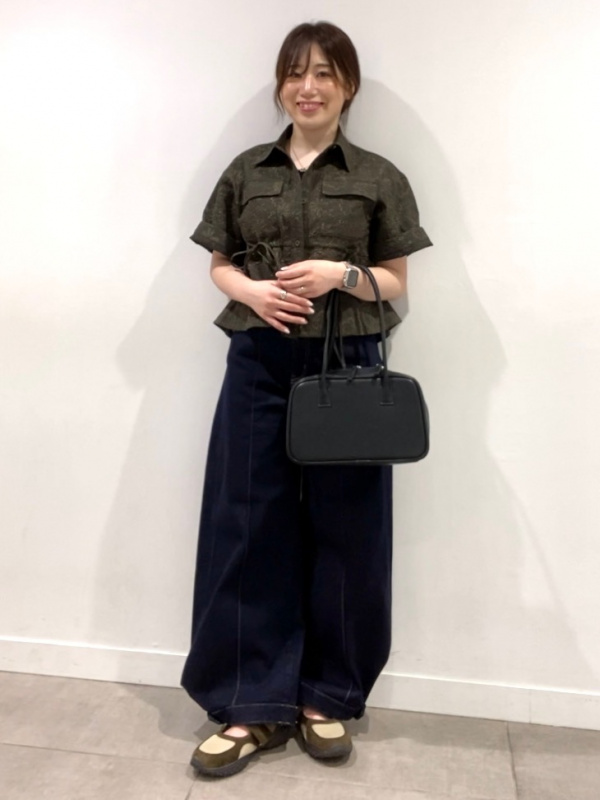 ×rokh(ロク)コラボ　ベルテッドパンツ　サイズ44 ブラック　限定品 公式スタイリング | ジーユー