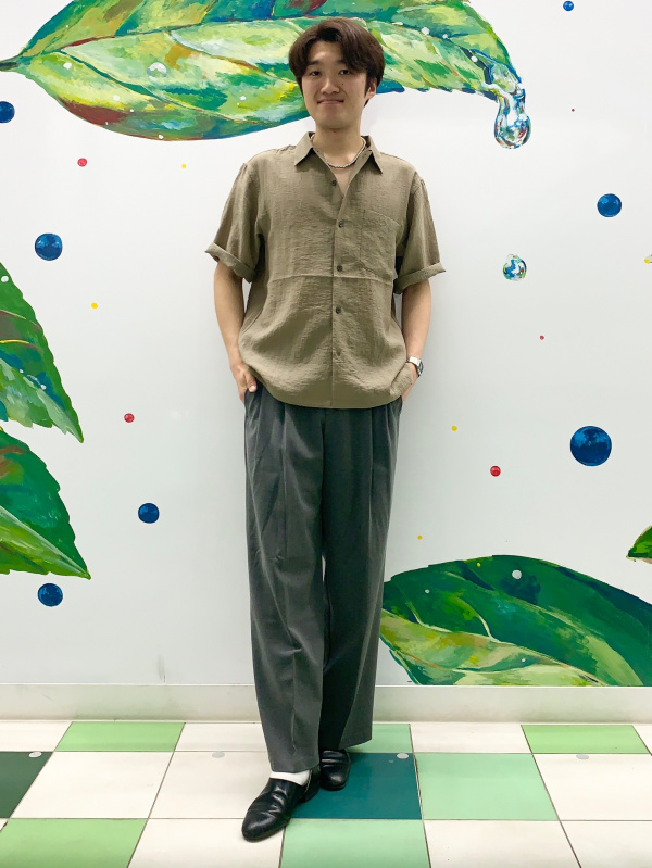 Heart Motif Volume Chain Necklace、Open Collar Shirt/Halfslv