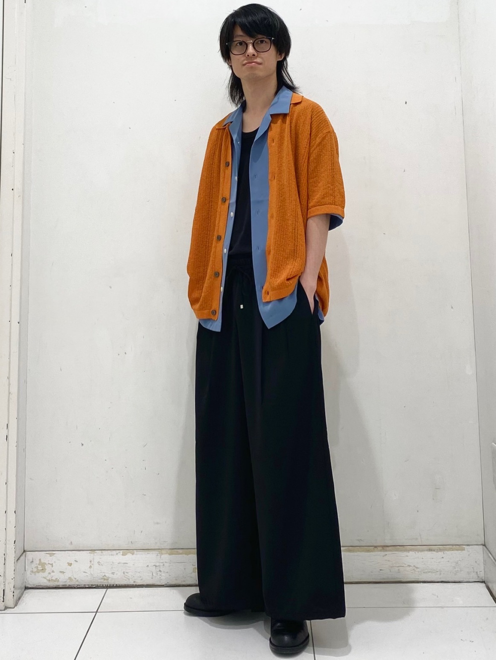 Dry Open Collar Shirt/HalfSlv、Washable Boucle Knitted Shirt