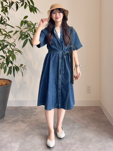 gu denim dress Light Denim Shirt Dress/HalfSlv
