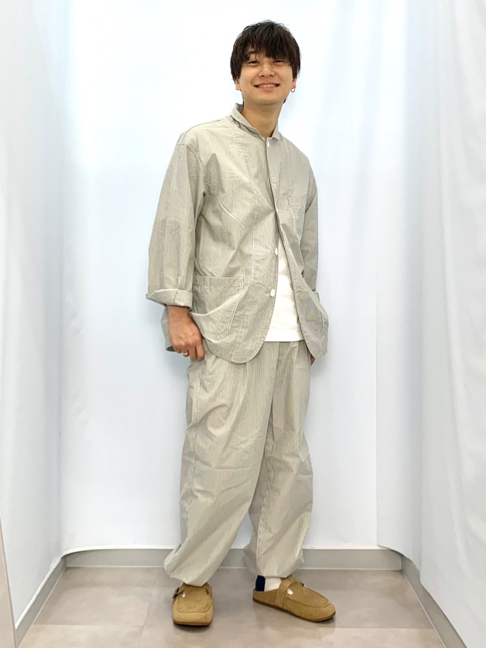 ドライカノコクロスネックT ENGINEERED GARMENTS、コードレーン