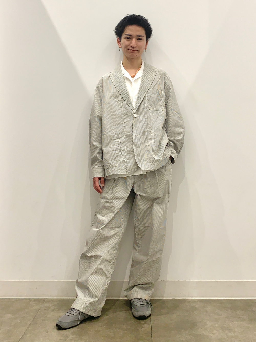 ドライカノコクロスネックT ENGINEERED GARMENTS、コードレーン