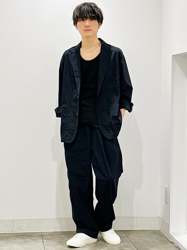 コードレーンジャケット ENGINEERED GARMENTS、リブTのコーディネート