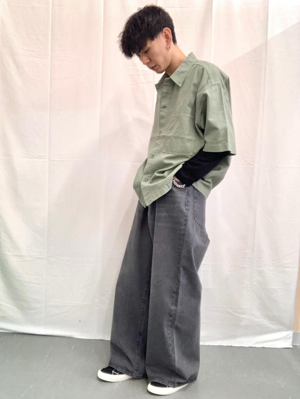 ソフトコットンクルーネックT(長袖)、ブラッシーニットクルーネック 