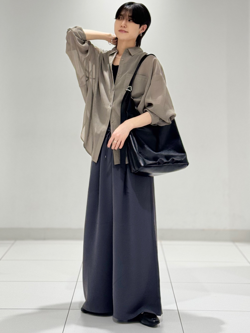 Check styling ideas for「Washable Boucle Knitted Shirt | HalfSlv